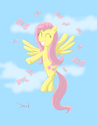Size: 2500x3228 | Tagged: safe, artist:eriada, fluttershy, butterfly, pegasus, pony, flying, solo