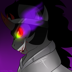 Size: 1000x1000 | Tagged: safe, artist:izzydactyl, derpibooru import, king sombra, pony, unicorn, blood, solo