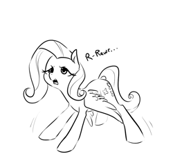 Size: 900x800 | Tagged: safe, artist:glacierclear, fluttershy, pegasus, pony, dialogue, female, mare, monochrome, open mouth, rawr, sarcasm in the comments, solo, spread wings, wings