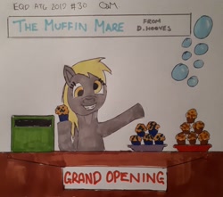 Size: 1412x1250 | Tagged: safe, artist:rapidsnap, derpy hooves, food, muffin, solo, traditional art