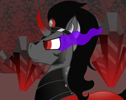 Size: 1000x800 | Tagged: safe, artist:ahaintthatbad, derpibooru import, king sombra, pony, unicorn, black mane, male, sharp teeth, solo, sombra eyes, stallion