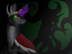 Size: 1600x1200 | Tagged: safe, artist:deathluver121, derpibooru import, king sombra, pony, unicorn, shadow, solo