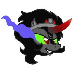 Size: 608x608 | Tagged: safe, artist:skullman777, artist:trollie trollenberg, derpibooru import, king sombra, queen umbra, pony, unicorn, avatar, rule 63, solo