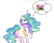 Size: 627x497 | Tagged: safe, artist:bombasticdingo, princess celestia, alicorn, pony, cake, cakelestia, food, looking back, plot, raised hoof, simple background, solo, sunbutt