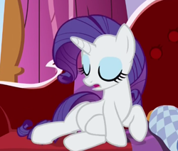 Size: 466x397 | Tagged: safe, screencap, rarity, pony, unicorn, ppov, cropped, eyes closed, female, mare, solo