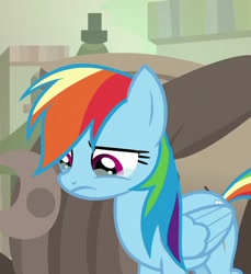 Size: 656x715 | Tagged: safe, derpibooru import, screencap, rainbow dash, pegasus, pony, daring done?, cropped, crying, female, folded wings, frown, looking down, mare, sad, sad eyes, solo, teary eyes, upset