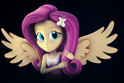 Size: 2844x1912 | Tagged: safe, artist:creatorofpony, artist:flare-chaser, fluttershy, equestria girls, 3d, cute, humanized, shyabetes, smiling, solo, source filmmaker, winged humanization, wings