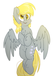 Size: 4000x5500 | Tagged: safe, artist:fluffyxai, derpy hooves, pegasus, pony, blushing, chest fluff, cute, cutie mark, derpabetes, female, fluffy, flying, mare, simple background, smiling, solo, transparent background, wings