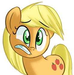 Size: 849x858 | Tagged: safe, artist:january3rd, applejack, earth pony, pony, hatless, missing accessory, shocked, simple background, solo, transparent background