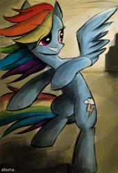 Size: 1200x1760 | Tagged: safe, artist:blvckmagic, derpibooru import, rainbow dash, pegasus, pony, female, mare, solo