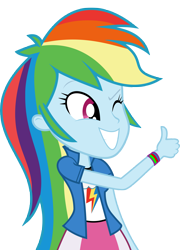 Size: 5001x6962 | Tagged: safe, artist:luckreza8, derpibooru import, rainbow dash, equestria girls, friendship games, .svg available, absurd resolution, canterlot high, clothes, cute, dashabetes, inkscape, long hair, simple background, skirt, solo, thumbs up, transparent background, vector, wink, wondercolts, wristband