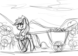 Size: 1280x914 | Tagged: safe, artist:clrb, applejack, earth pony, pony, grayscale, monochrome, solo, wip