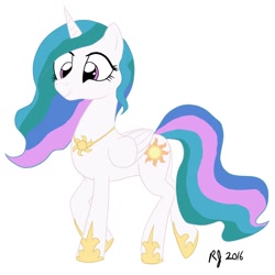 Size: 1280x1280 | Tagged: safe, artist:arrjaysketch, princess celestia, alicorn, pony, jewelry, necklace, simple background, solo, white background