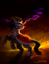 Size: 1280x1656 | Tagged: safe, artist:aquagalaxy, derpibooru import, king sombra, pony, unicorn, black mane, male, sharp teeth, solo, sombra eyes, stallion