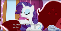 Size: 1920x975 | Tagged: safe, screencap, rarity, pony, unicorn, ppov, fainting couch, meme, solo, youtube caption