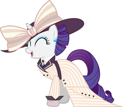 Size: 3417x3000 | Tagged: safe, artist:uponia, rarity, pony, unicorn, ppov, .svg available, 20th century, blouse, clothes, cravat, dress, eyes closed, hat, open mouth, raristocrat, rose dewitt bukater, simple background, solo, titanic, transparent background, vector