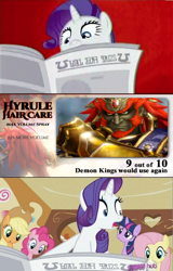 Size: 630x986 | Tagged: safe, applejack, fluttershy, pinkie pie, rarity, twilight sparkle, earth pony, pegasus, pony, unicorn, exploitable meme, ganondorf, hyrule warriors, meme, newspaper, newspaper meme, the legend of zelda