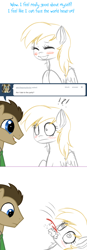 Size: 780x2252 | Tagged: safe, artist:ask-theponydoctor, artist:jitterbugjive, derpy hooves, doctor whooves, pony, ask, blood, foaming at the mouth, lovestruck derpy, nosebleed, tumblr