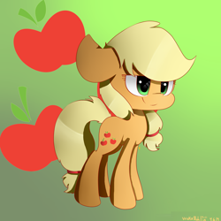 Size: 3000x3000 | Tagged: safe, artist:vriska8luh, applejack, earth pony, pony, chibi, cute, cutie mark, small, solo