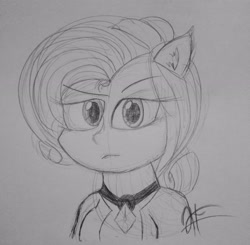 Size: 2448x2399 | Tagged: safe, anonymous artist, rarity, equestria girls, alternate character design, grayscale, humanized, monochrome, solo