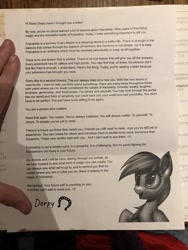 Size: 1536x2048 | Tagged: safe, artist:princessdedpool, artist:setharu, derpy hooves, pegasus, pony, 2019, bronycon, end of bronycon, end of ponies, feels, female, heartwarming, letter, photo, solo, text, thank you, the end is neigh, wholesome, writing