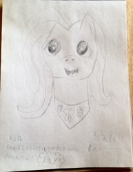 Size: 1753x2271 | Tagged: safe, artist:thefluttrs, fluttershy, pegasus, pony, looking at you, monochrome, sketch, solo, traditional art