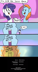 Size: 1015x1920 | Tagged: safe, artist:benja, rarity, sassy saddles, pony, unicorn, canterlot boutique, alternate ending, ask-ask-the-ponies, bad end, comic, fire