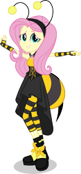 Size: 1144x2444 | Tagged: safe, artist:punzil504, fluttershy, equestria girls, it ain't easy being breezies, animal costume, bee costume, clothes, costume, equestria girls interpretation, flutterbee, scene interpretation, simple background, solo, transparent background, vector