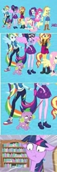 Size: 318x952 | Tagged: safe, edit, edited screencap, screencap, applejack, fluttershy, pinkie pie, rainbow dash, rarity, sci-twi, spike, spike the regular dog, sunset shimmer, twilight sparkle, dog, equestria girls, equestria girls series, starlight the hypnotist, spoiler:interseason shorts, converse, geode of empathy, geode of super speed, geode of telekinesis, humane five, humane seven, humane six, low quality, magical geodes, needs more jpeg, out of context, ponied up, scitwilicorn, shoes