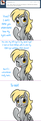 Size: 780x2256 | Tagged: safe, artist:jitterbugjive, derpy hooves, pony, ask, lovestruck derpy, one eye closed, solo, tumblr, underp