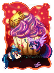 Size: 893x1200 | Tagged: safe, artist:shikimaakemi, derpibooru import, indigo zap, rainbow dash, twilight sparkle, twilight sparkle (alicorn), alicorn, pegasus, pony, chubbie, cross-popping veins, cupcake, equestria girls ponified, female, flying, food, goggles, heart, looking up, pictogram, ponified, simple background, smiling, transparent background