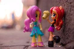 Size: 6016x4012 | Tagged: safe, artist:artofmagicpoland, fluttershy, sunset shimmer, better together, equestria girls, absurd resolution, clothes, doll, dress, drunk, drunker shimmer, equestria girls minis, eqventures of the minis, skirt, toy