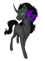 Size: 769x1038 | Tagged: safe, artist:spooky-unicorn, derpibooru import, king sombra, pony, unicorn, curved horn, dark magic, magic, solo, sombra eyes