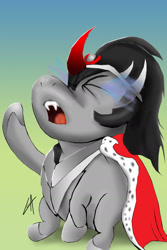 Size: 1024x1533 | Tagged: safe, artist:sweetchorizo, derpibooru import, king sombra, pony, unicorn, black mane, male, sharp teeth, solo, sombra eyes, stallion