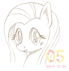 Size: 1061x1106 | Tagged: safe, artist:flutterluv, part of a set, fluttershy, pegasus, pony, bust, countdown, countdown to season 5, looking at you, mixed media, monochrome, portrait, solo, traditional art