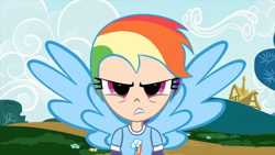 Size: 1920x1080 | Tagged: safe, artist:skill:draw, derpibooru import, rainbow dash, human, angry, awesome face, humanized, screenshots, winged humanization, wings