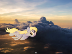 Size: 7280x5460 | Tagged: safe, artist:potato22, derpy hooves, pony, canon, cloud, irl, photo, ponies in real life, solo, sunset