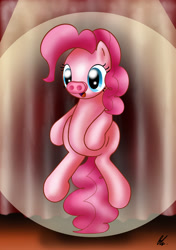 Size: 1748x2480 | Tagged: safe, artist:ramalllama, pinkie pie, earth pony, pony, baby cakes, curtains, pig nose, piggie pie, spotlight