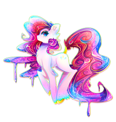 Size: 1948x2042 | Tagged: safe, artist:koveliana, pinkie pie, earth pony, pony, chromatic aberration, color porn, simple background, solo, transparent background