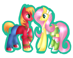 Size: 4800x3800 | Tagged: safe, big macintosh, fluttershy, earth pony, pegasus, pony, clothes, fluttermac, male, shipping, stallion, straight