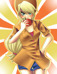 Size: 2550x3300 | Tagged: safe, artist:quila111, applejack, human, apple, humanized, solo