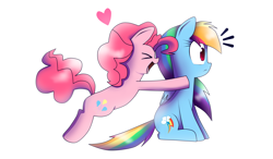 Size: 4992x2920 | Tagged: safe, artist:tarana10, derpibooru import, pinkie pie, rainbow dash, earth pony, pegasus, pony, female, incoming hug, lesbian, pinkiedash, shipping