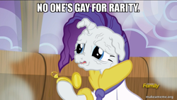 Size: 800x450 | Tagged: safe, edit, edited screencap, screencap, rarity, pony, unicorn, applejack's "day" off, discovery family logo, female, hans moleman, holding, image macro, mare, meme, prunity, pruny, solo, the simpsons