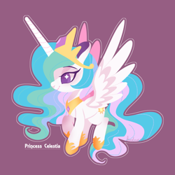 Size: 800x800 | Tagged: safe, artist:snow angel, princess celestia, alicorn, pony, chibi, simple background, solo, spread wings, starry eyes, wingding eyes