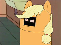 Size: 640x470 | Tagged: safe, artist:php8, edit, applejack, earth pony, pony, the simpsons, trash can