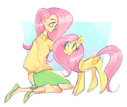 Size: 1000x846 | Tagged: safe, artist:doctorped, fluttershy, human, clothes, human ponidox, humanized, solo, sweatershy