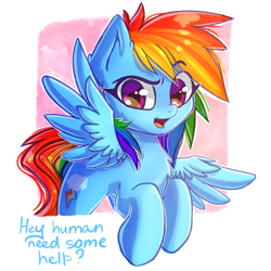 Size: 2048x2048 | Tagged: safe, artist:chaosangeldesu, derpibooru import, rainbow dash, pegasus, pony, cute, dashabetes, dreamworks face, female, implied human, looking at you, mare, open mouth, solo