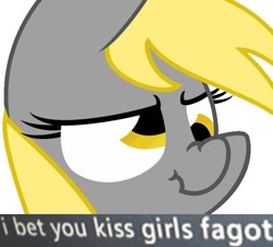 Size: 748x677 | Tagged: safe, derpy hooves, pegasus, pony, bust, female, mare, ponified meme, scrunchy face, trash talk, vulgar, xbox live