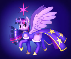 Size: 1280x1072 | Tagged: safe, artist:sanfin, twilight sparkle, twilight sparkle (alicorn), alicorn, pony, clothes, cutie mark, dress, female, gradient background, mare, socks, solo, stockings, thigh highs