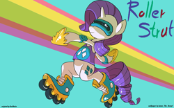 Size: 1920x1200 | Tagged: safe, artist:james-the-brony1, edit, rarity, pony, unicorn, bipedal, clothes, roller skates, solo, wallpaper, wallpaper edit